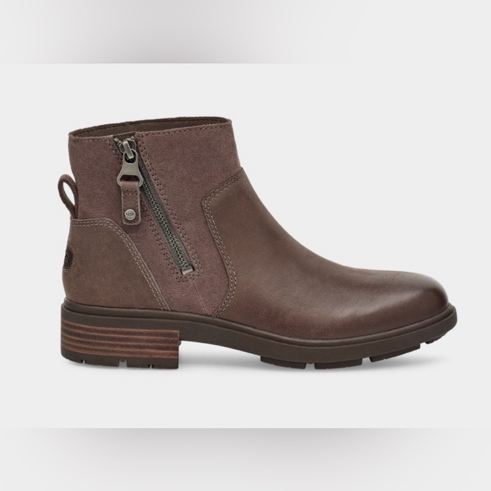 NWOT UGG Sz 6 Brown Harrison Waterproof Leather Zip Ankle Boot